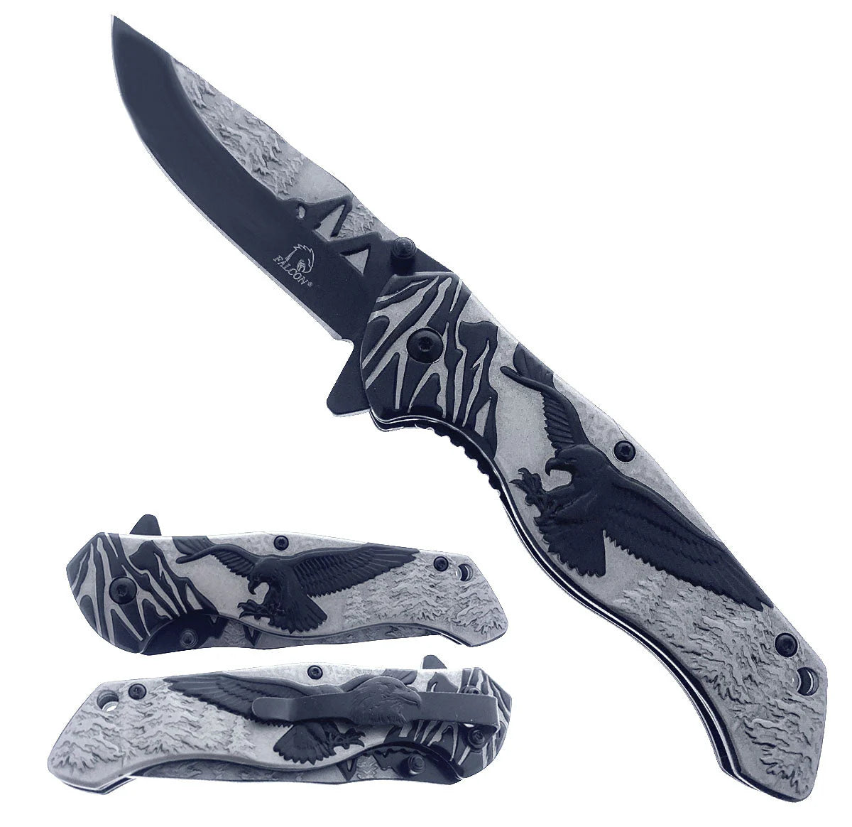 Falcon 8 1/4" Overall Knife w Black Eagle Design - KS3778BK