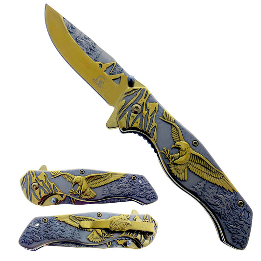 Falcon 8 1/4" Overall Knife w Gold Eagle Design - KS3778GD