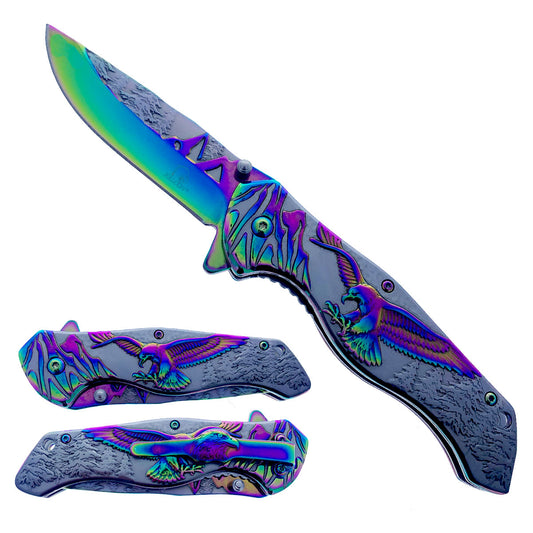 Falcon 8 1/4" Overall Knife w Rainbow Eagle Design - KS3778RB