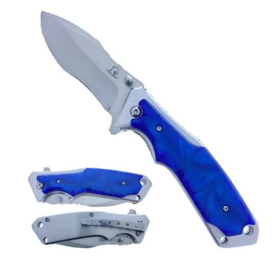 Falcon 8" Blue Semi Automatic Spring Assisted Knife - KS3963CBL