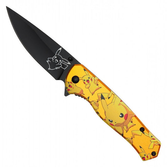 8"  Spring Assisted Fantasy Yellow Pocket Knife - PF77