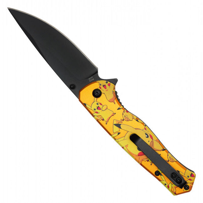 8"  Spring Assisted Fantasy Yellow Pocket Knife - PF77