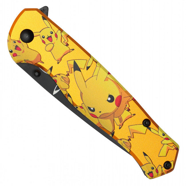8"  Spring Assisted Fantasy Yellow Pocket Knife - PF77