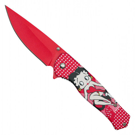 8"  Spring Assisted Fantasy Red Pocket Knife - PF77G