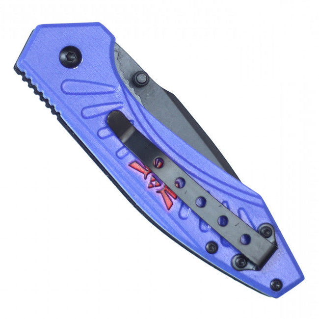 7.75"  Spring Assisted Fantasy Pocket Knife - PWT313BL