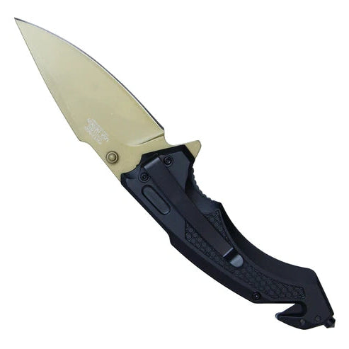 Wartech 8.25" Pocket Knife with ALUMINUM BLACK HANDLE - PWT370GD