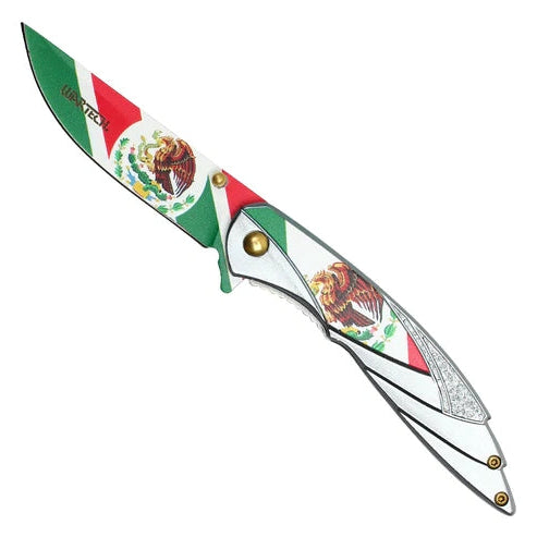 Wartech 8" Silver Mexico Pocket Knife - PWT408M