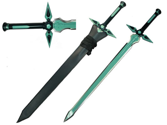 Metal 40" Green Long Sword w/ Faux Leather Sheath - CHF1002