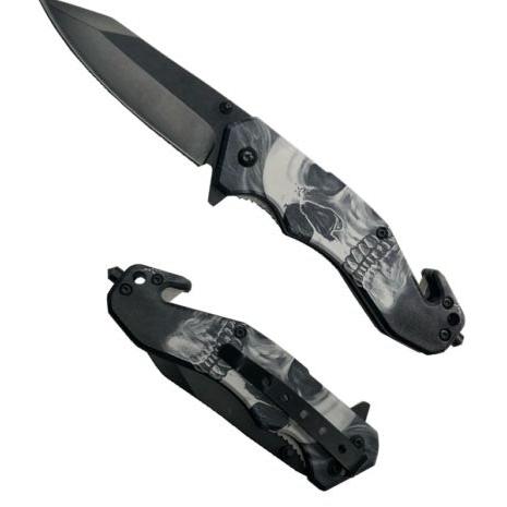 8″ UV Printed ABS Spring Assisted Folding Knife -T27019-1